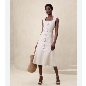 Banana republic Linen-Blend Button Midi Dress size 2